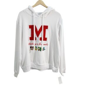 Disney Mickey & Friends XXL White Hooded Red M Sweatshirt With Disney Characters